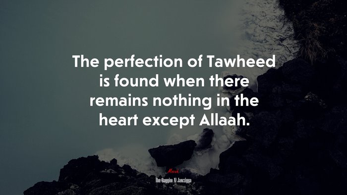 The perfection of Tawheed is found when there remains nothing in the heart except Allaah. | Ibn Qayyim Al-Jawziyya quote