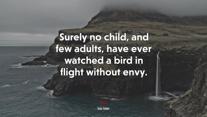 Surely no child, and few adults, have ever watched a bird in flight without envy. | Isaac Asimov quote