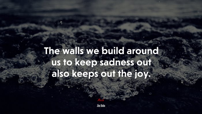 The walls we build around us to keep sadness out also keeps out the joy. | Jim Rohn quote