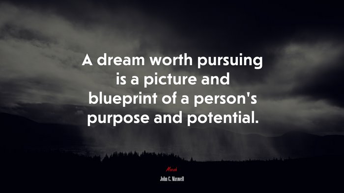 A dream worth pursuing is a picture and blueprint of a person’s purpose and potential. | John C. Maxwell quote