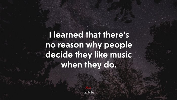 I learned that there’s no reason why people decide they like music when they do. | Lana Del Rey quote