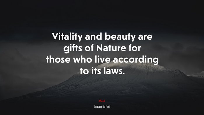 Vitality and beauty are gifts of Nature for those who live according to its laws. | Leonardo da Vinci quote