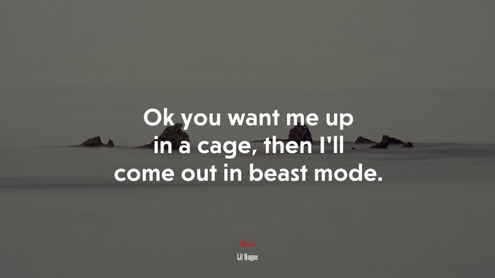 Ok you want me up in a cage, then I’ll come out in beast mode. | Lil Wayne quote