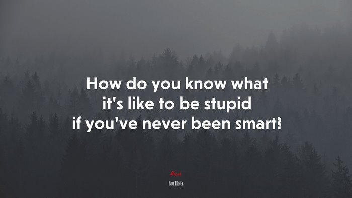 How do you know what it’s like to be stupid if you’ve never been smart? | Lou Holtz quote