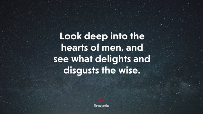 Look deep into the hearts of men, and see what delights and disgusts the wise. | Marcus Aurelius quote