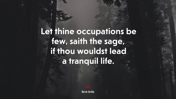 Let thine occupations be few, saith the sage, if thou wouldst lead a tranquil life. | Marcus Aurelius quote
