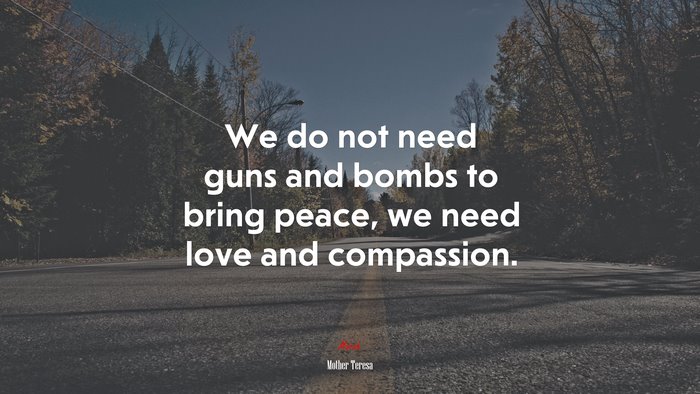 We do not need guns and bombs to bring peace, we need love and compassion. | Mother Teresa quote