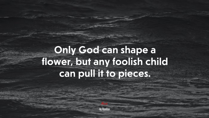 Only God can shape a flower, but any foolish child can pull it to pieces. | Og Mandino quote