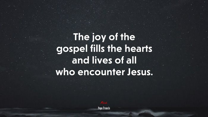 The joy of the gospel fills the hearts and lives of all who encounter Jesus. | Pope Francis quote