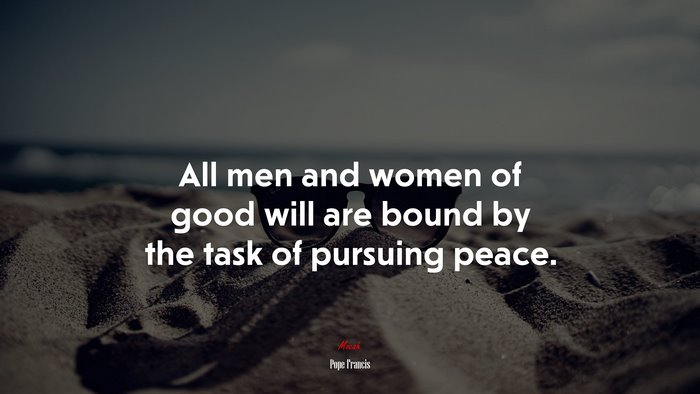 All men and women of good will are bound by the task of pursuing peace. | Pope Francis quote