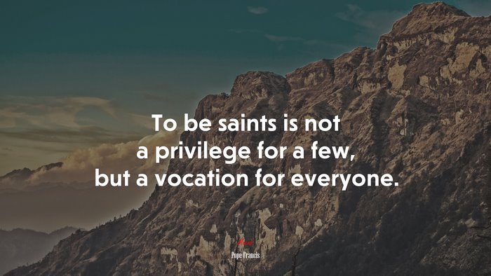 To be saints is not a privilege for a few, but a vocation for everyone. | Pope Francis quote
