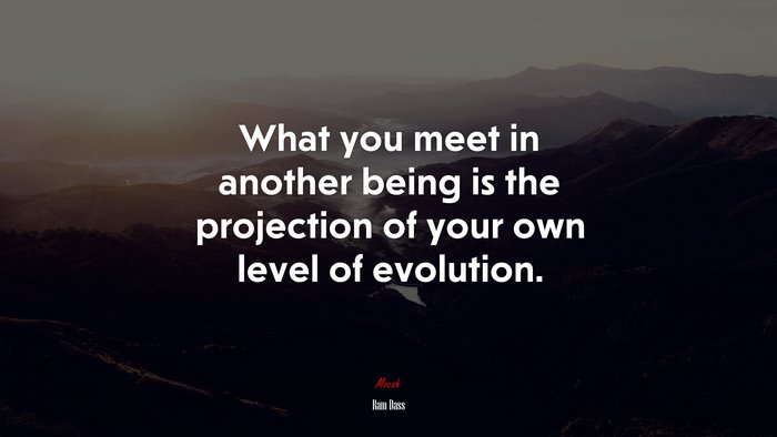 What you meet in another being is the projection of your own level of evolution. | Ram Dass quote