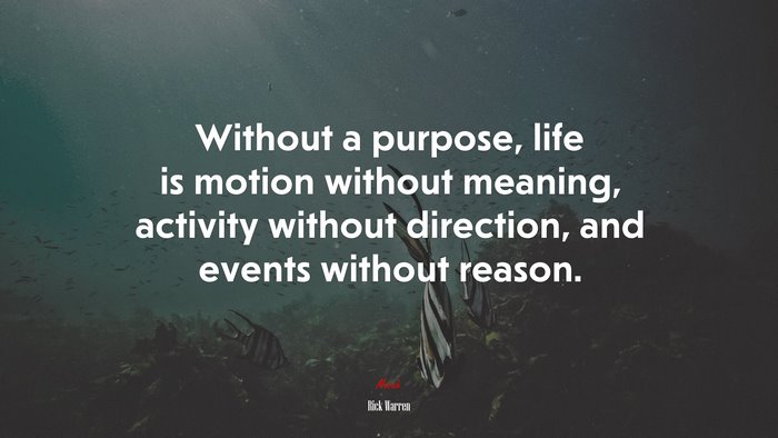 Without a purpose, life is motion without meaning, activity without direction, and events without reason. | Rick Warren quote