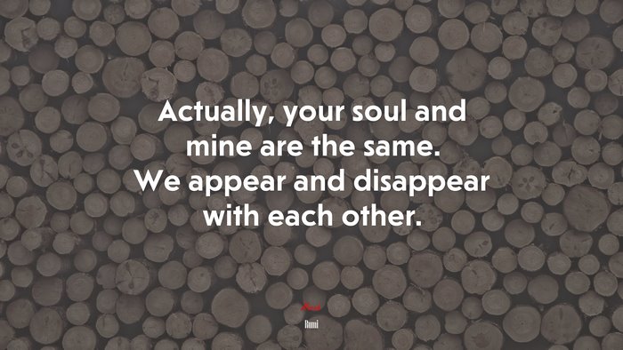 Actually, your soul and mine are the same. We appear and disappear with each other. | Rumi quote