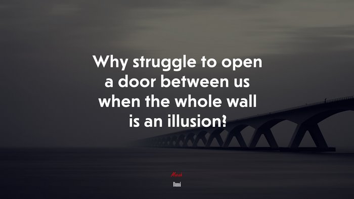 Why struggle to open a door between us when the whole wall is an illusion? | Rumi quote
