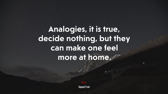 Analogies, it is true, decide nothing, but they can make one feel more at home. | Sigmund Freud quote