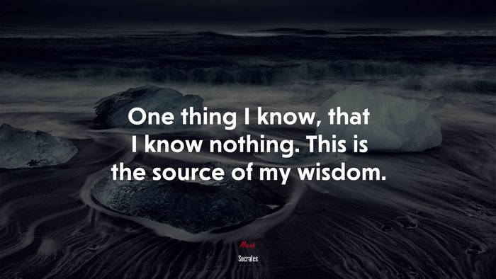 One thing I know, that I know nothing. This is the source of my wisdom. | Socrates quote
