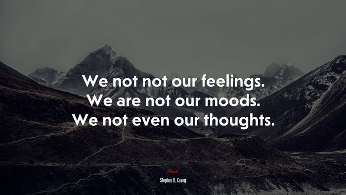 We not not our feelings. We are not our moods. We not even our thoughts. | Stephen R. Covey quote