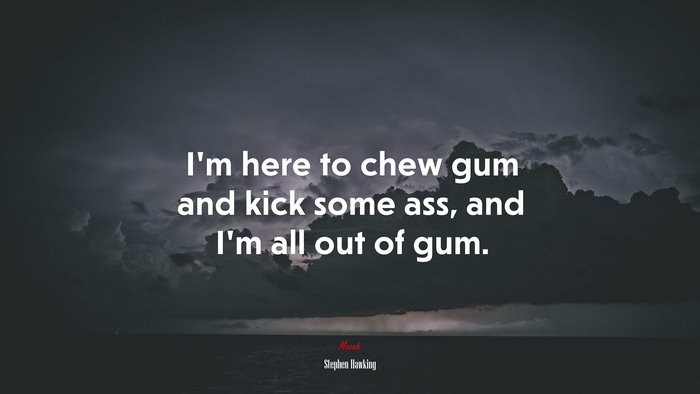 I’m here to chew gum and kick some ass, and I’m all out of gum. | Stephen Hawking quote