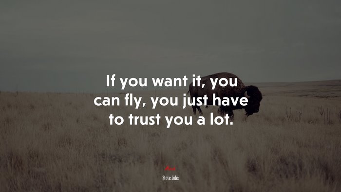 If you want it, you can fly, you just have to trust you a lot. | Steve Jobs quote