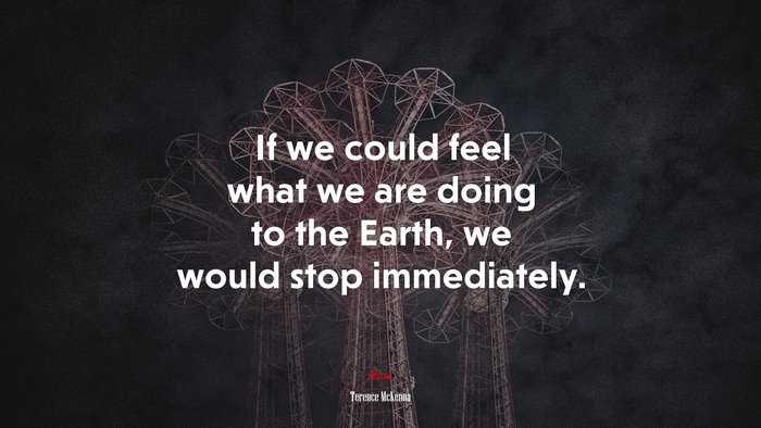 If we could feel what we are doing to the Earth, we would stop immediately. | Terence McKenna quote
