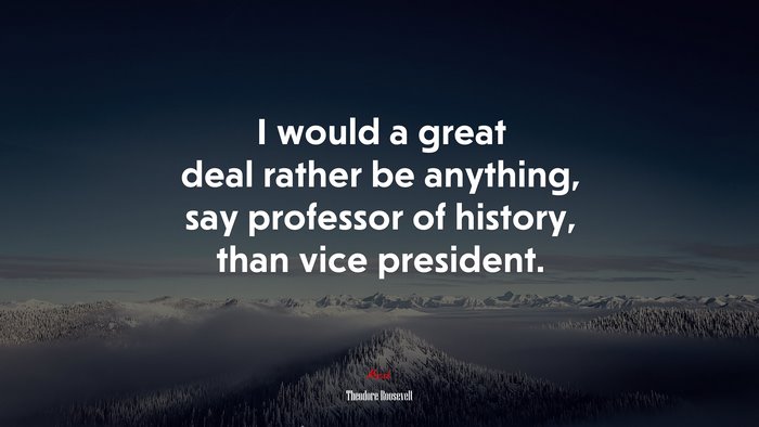 I would a great deal rather be anything, say professor of history, than vice president. | Theodore Roosevelt quote