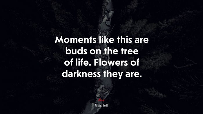 Moments like this are buds on the tree of life. Flowers of darkness they are. | Virginia Woolf quote