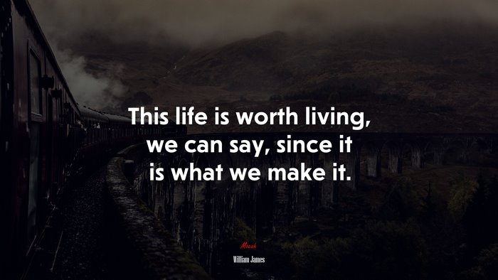 This life is worth living, we can say, since it is what we make it. | William James quote