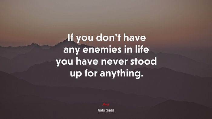 If you don’t have any enemies in life you have never stood up for anything. | Winston Churchill quote