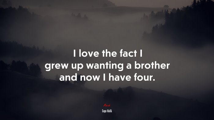 I love the fact I grew up wanting a brother and now I have four. | Zayn Malik quote