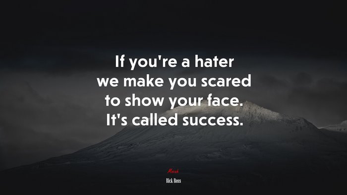 If you’re a hater we make you scared to show your face. It’s called success. | Rick Ross quote