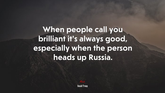 When people call you brilliant it’s always good, especially when the person heads up Russia. | Donald Trump quote