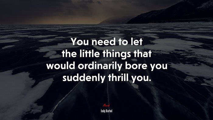 You need to let the little things that would ordinarily bore you suddenly thrill you. | Andy Warhol quote