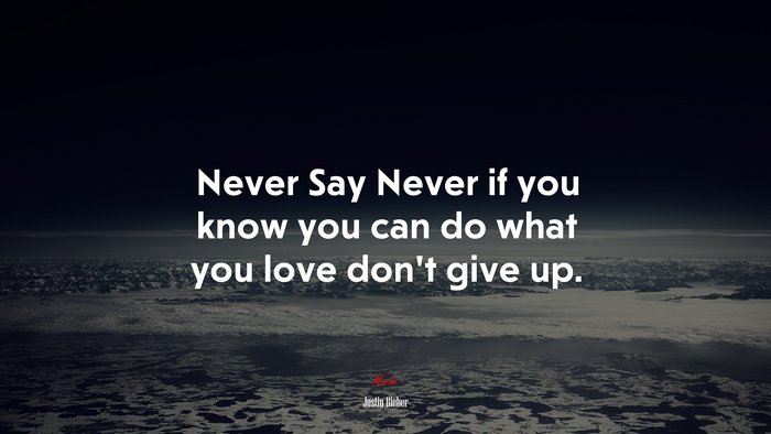 Never Say Never if you know you can do what you love don’t give up. | Justin Bieber quote