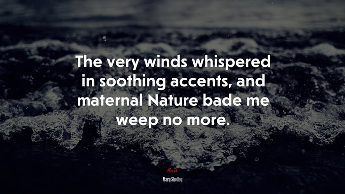 The very winds whispered in soothing accents, and maternal Nature bade me weep no more. | Mary Shelley quote