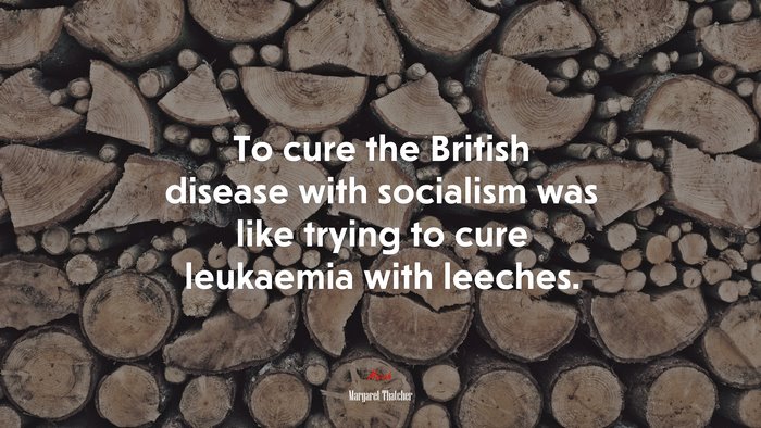 To cure the British disease with socialism was like trying to cure leukaemia with leeches. | Margaret Thatcher quote
