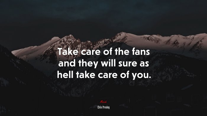 Take care of the fans and they will sure as hell take care of you. | Elvis Presley quote