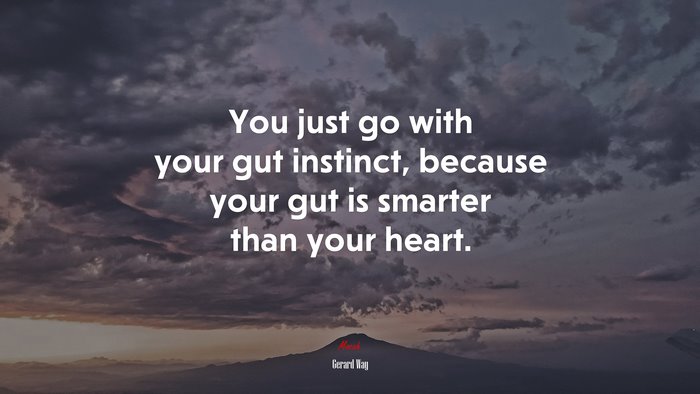 You just go with your gut instinct, because your gut is smarter than your heart. | Gerard Way quote