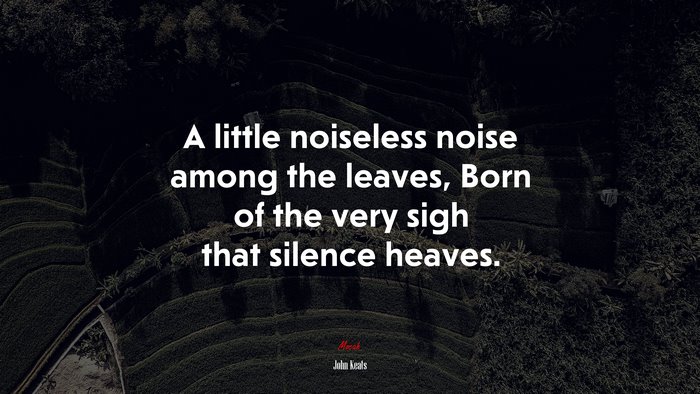 A little noiseless noise among the leaves, Born of the very sigh that silence heaves. | John Keats quote