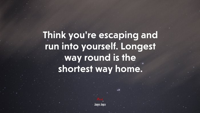 Think you’re escaping and run into yourself. Longest way round is the shortest way home. | James Joyce quote