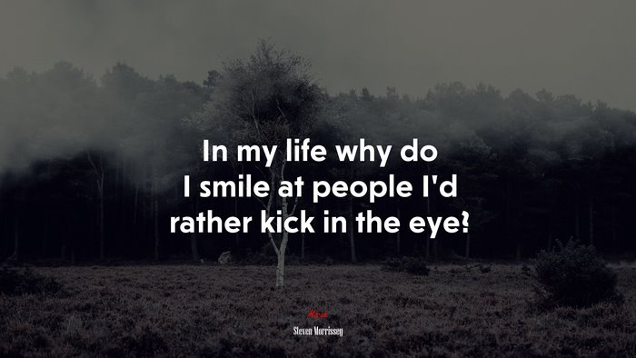 In my life why do I smile at people I’d rather kick in the eye? | Steven Morrissey quote