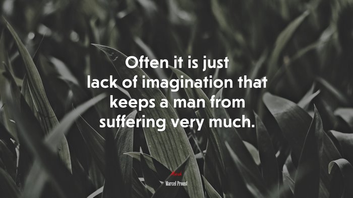 Often it is just lack of imagination that keeps a man from suffering very much. | Marcel Proust quote