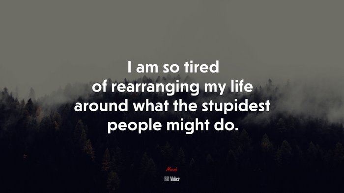 I am so tired of rearranging my life around what the stupidest people might do. | Bill Maher quote