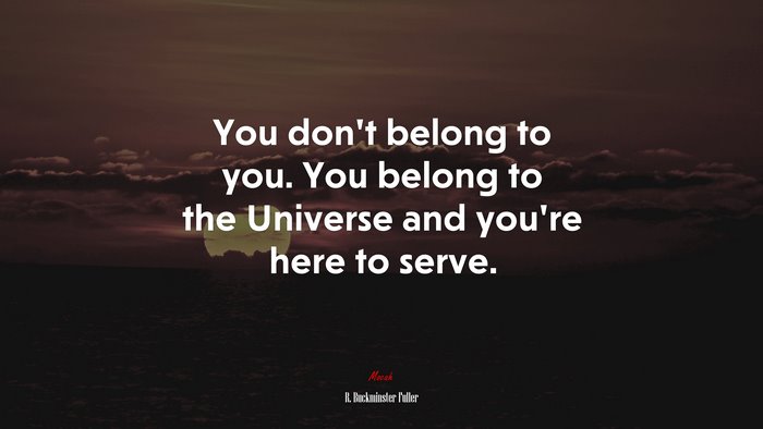 You don’t belong to you. You belong to the Universe and you’re here to serve. | R. Buckminster Fuller quote