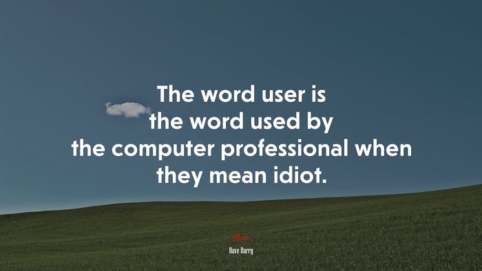 The word user is the word used by the computer professional when they mean idiot. | Dave Barry quote