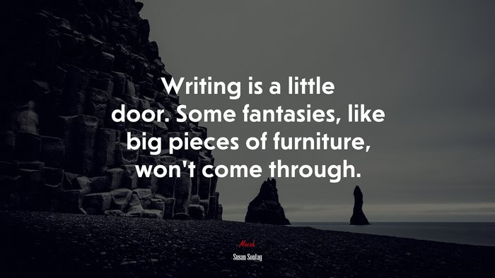 Writing is a little door. Some fantasies, like big pieces of furniture, won’t come through. | Susan Sontag quote