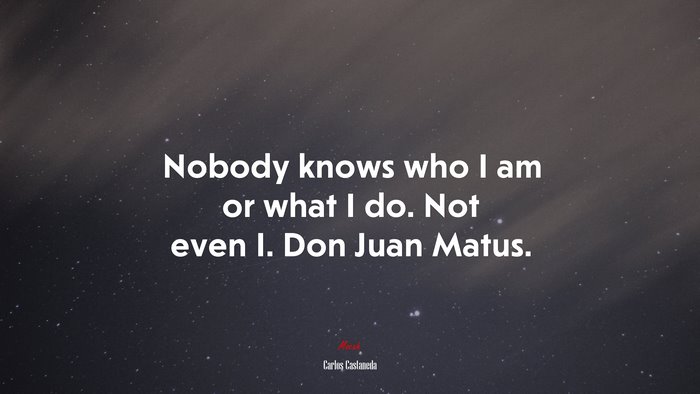 Nobody knows who I am or what I do. Not even I. Don Juan Matus. | Carlos Castaneda quote