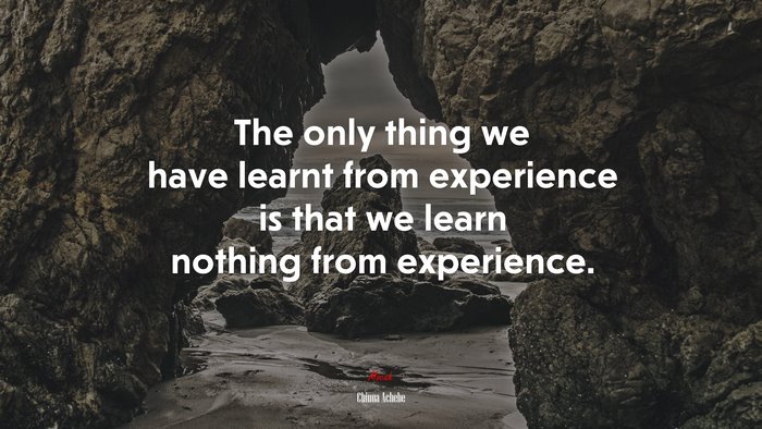 The only thing we have learnt from experience is that we learn nothing from experience. | Chinua Achebe quote