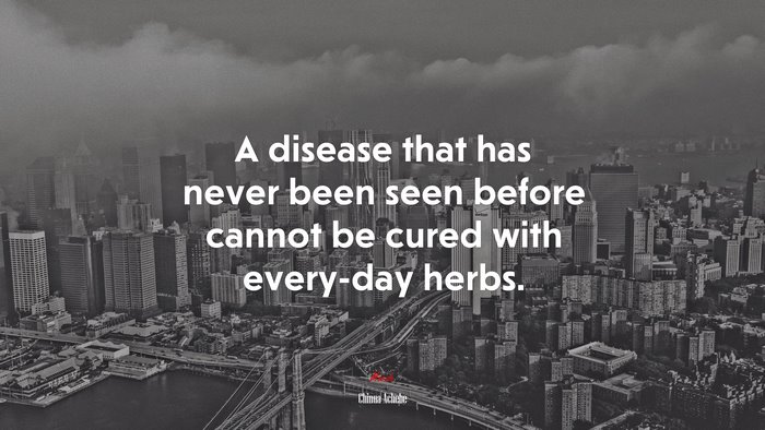 A disease that has never been seen before cannot be cured with every-day herbs. | Chinua Achebe quote
