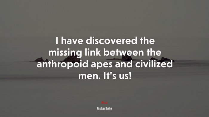 I have discovered the missing link between the anthropoid apes and civilized men. It’s us! | Abraham Maslow quote